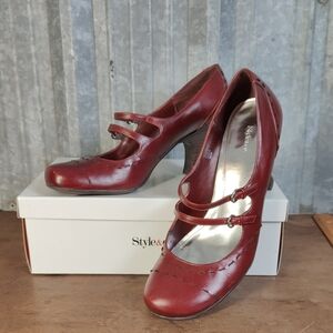 Style & Co. Burgundy (New Brick) Double-Strap Mary Jane Heels Size 10
